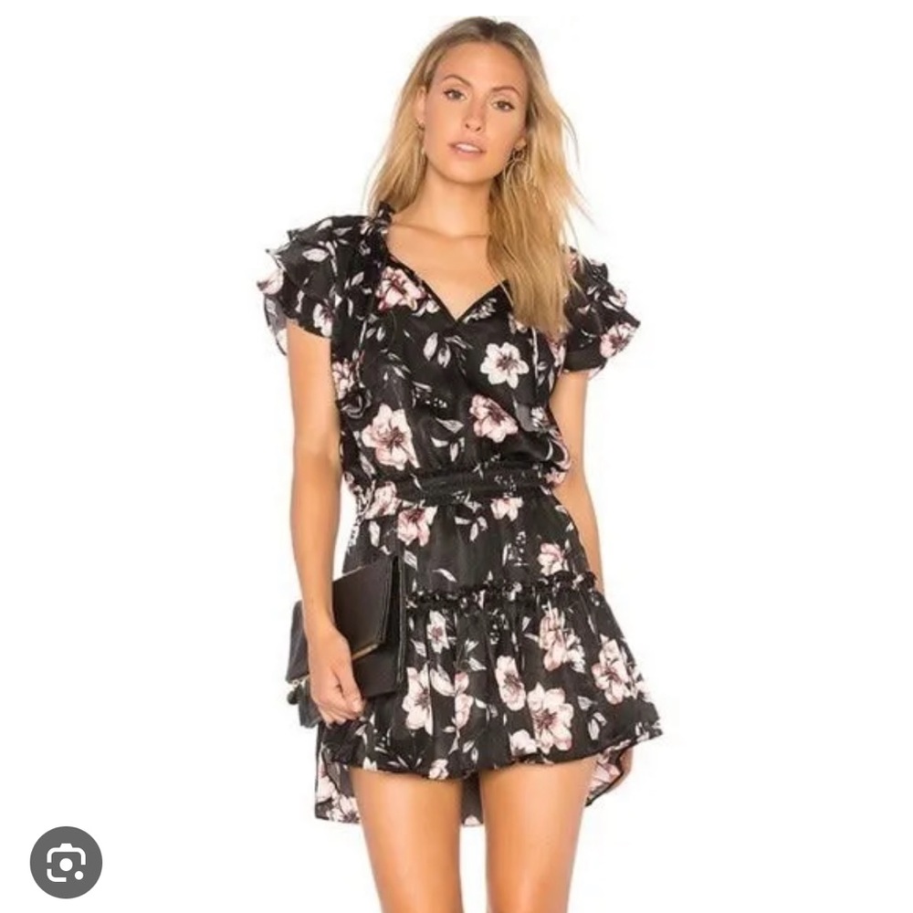 Misa Los Angeles Black Floral Dress